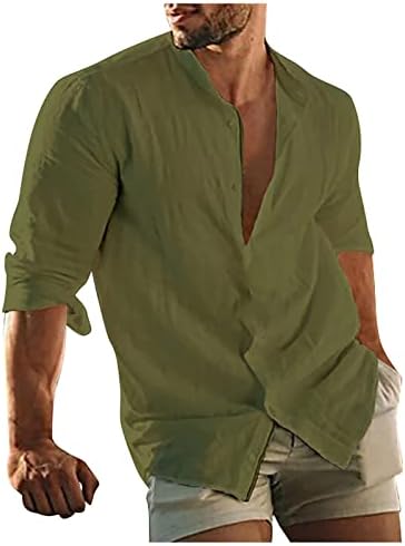 Постелна кошула за мажи плус копче со големина нагоре со опуштена маица обични кошули со долг ракав за мажи 2023 тенок работен врвови