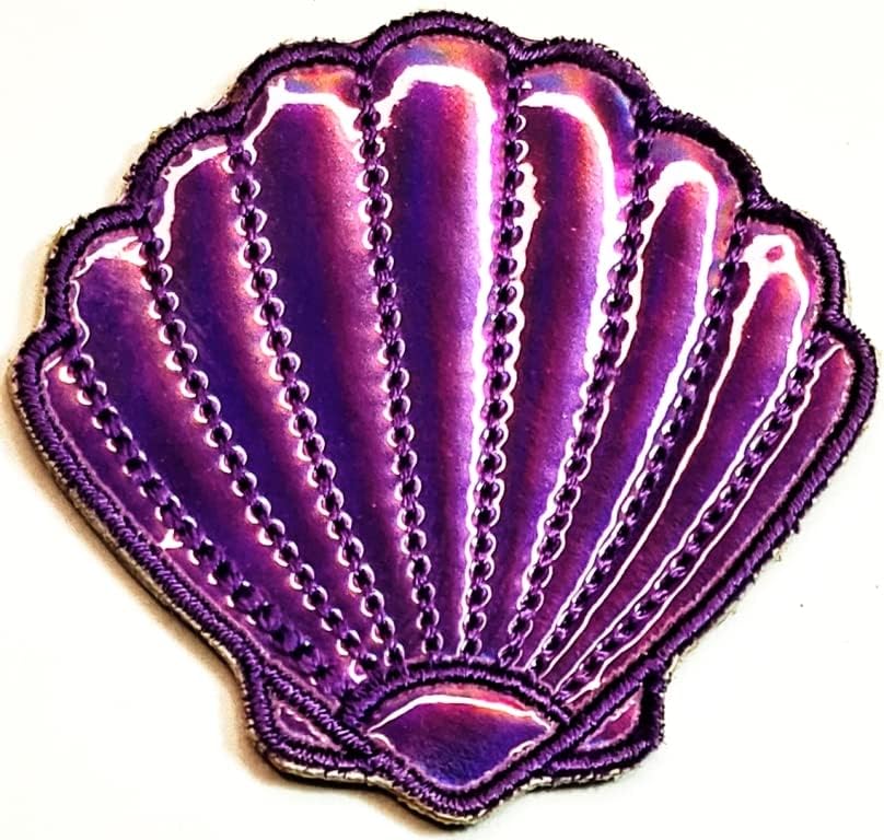 Кленплус 3 парчиња. Симпатична Школка Од Сирена Виолетова Лепенка Суштества Од Школка Морски Живот Океански Цртан Филм Везена Апликација Занает
