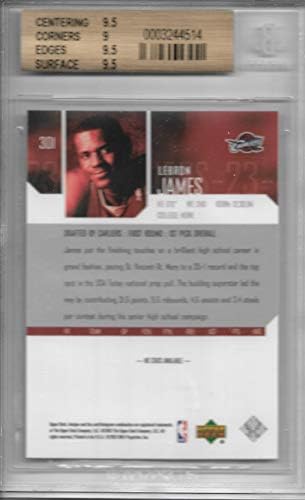 2003-04 Горна палуба Леброн Jamesејмс Стар дебитантска картичка 301 Бекет оценет скапоцен камен нане 9,5