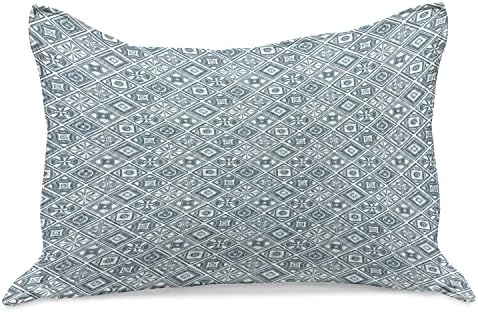 Необичен апстрактна плетена ватенка перница, монохроматски медитерански влијанија на гроздобер стил мотиви во дијагонални плоштади, стандарден
