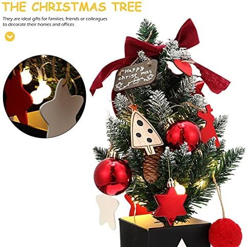 Ultnice мини новогодишна елка со украси осветлуваат мало борови дрво 45см мини Кристама борови дрвја вештачки сисал снежни мраз