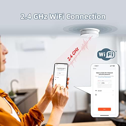 Siterwell 2.4G WiFi Detector Detector Carbon Monoxide Detector Combo, 2 во 1 Smart Fire и CO Alarm Detector, Voice Alert, заменлива батерија,