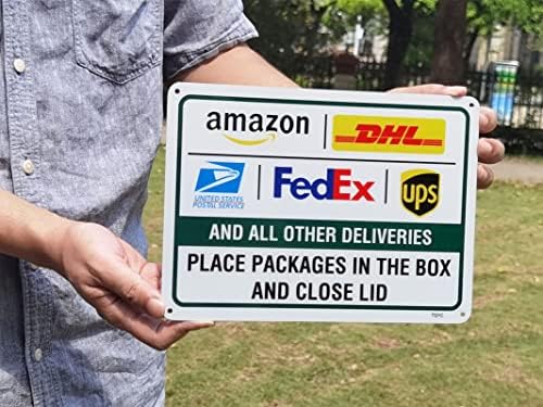 Испорака за испорака на пакетот TQYC, упатства за испорака за FedEx UPS DHL знак, 2-пакет 10 x 7 инчи 'рѓа без алуминиумски знаци, UV заштитен