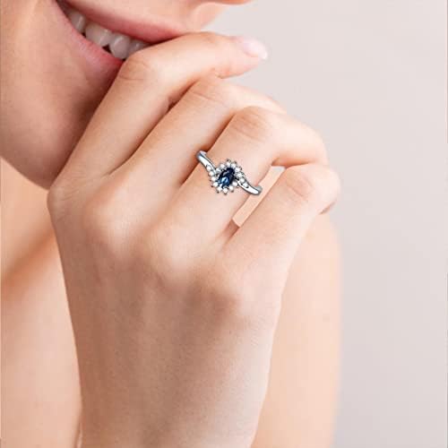 Прстен на диносаурус овален сино -скапоцен камен прстен за жени моден накит популарни додатоци врапчиња прстени