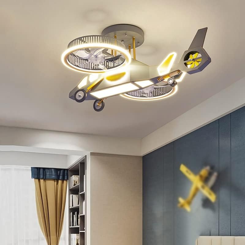 Цртан филм за спална соба на Quesheng Boy со ламба со ламба, тавански вентилатор за затемнување на таванот за вентилатор за вентилатор