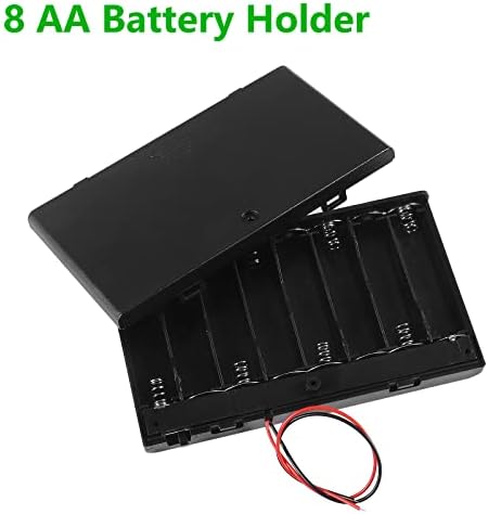 Aobao 5pcs 8 x 12V Box Кутија За Држач За Батерии Со Прекинувач за ВКЛУЧУВАЊЕ/Исклучување И Капак На Жица