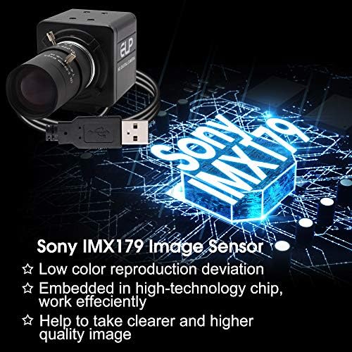 Hotpet 8mp Веб Камера 5-50mm ВАРИФОКАЛНА ЛЕЌА USB Индустриска Камера ЗА Внатрешна Надворешна Супер HD 3264X2448 Вградена Камера,