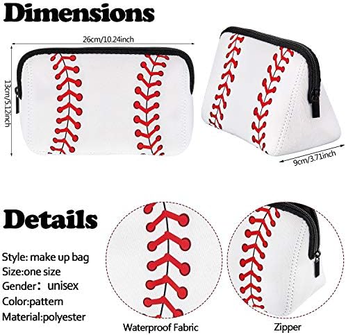 Боао 2 Парчиња Софтбол Торба софтбол печатење Торба За Шминка Бејзбол Торба За Козметичка Торбичка Водоотпорна Торба Од Неопренови со Патент