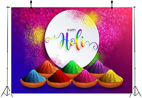 Beleco 10x8ft ткаенина среќна холи позадина шарена боја прскање во боја во прав Фестивал на бои позадина Индиски хинду -боја забава украси