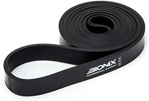 Bionix Повлечете ја лентата за отпорност црн сингл - подебели тешки долгогодишни јамки за вежбање за да му помогнете на истегнување на