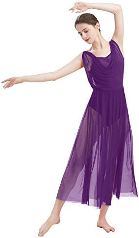 Современ танц фустан за жени лирски танц тул фустан чиста сала за фустани шифон проток на сплит замав фустан