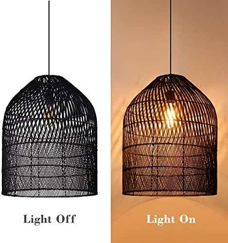 Плетен ламба за приврзоци, артрестомска корпа за дизајн ратан ткаени приврзоци светлосни нијанси, рачно изработени висечки тавански светла