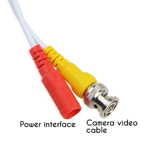 J-zmqer 150ft бела видео моќност BNC кабелски кабел жици компатибилни со KGuard CCTV DVR камери