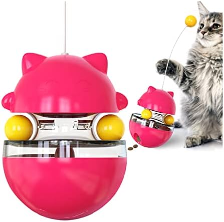 Мачка со мачки, протекувачка топка за храна, смешна мачка стап за мастата за себе, здраво играчка жолта