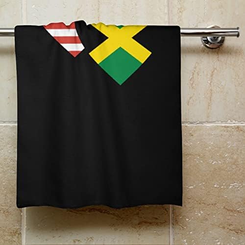 Јамајка Американско срце со знаме на срцето рачни крпи за лице за миење на телото, меки меки за миење садови со слатки печатени за кујна за кујна