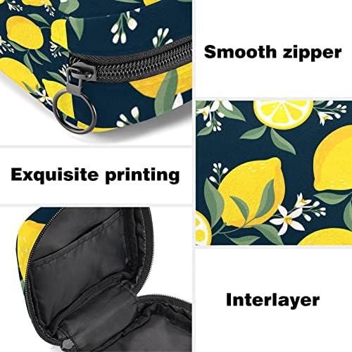 Санитарна торба за складирање на салфетка менструална подлога торба лимон цвеќиња лисја преносен менструален период санитарна торбичка