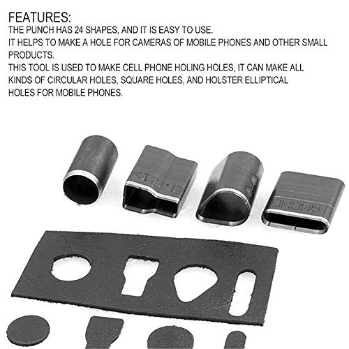 24 форма во форма на една дупка, алатка за секач за секачи за кожен занаетчиски кожен занает за рачно изработени
