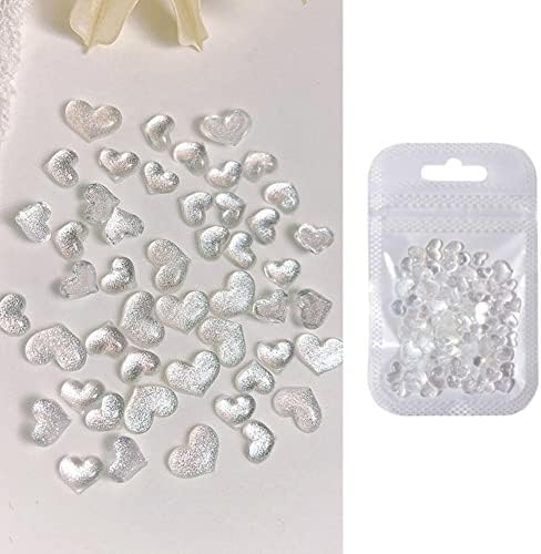 100 парчиња/торба Стилски нокти срцев шарм лесен маникир декор залепете лесно 3D нокти срце занаетчиски маникир декор DIY -