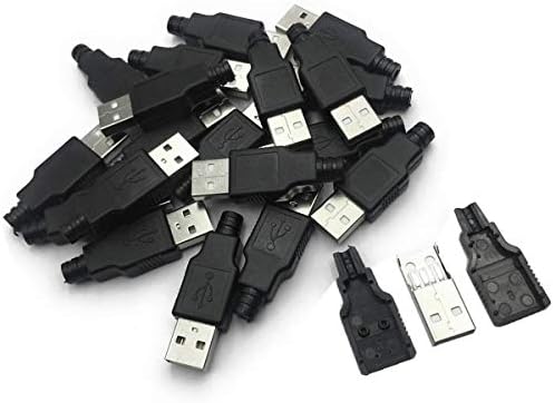 Xcoazipod 20PCS USB 2.0 Тип Машки USB 4 Пински Приклучок Приклучок Конектор Со Црна Пластична Покривка