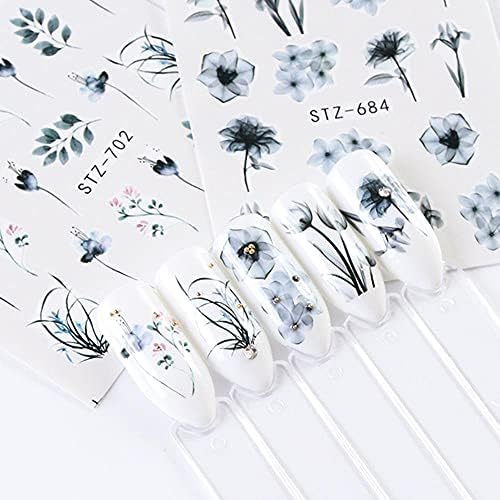 24 листови летни нокти на налепници за цвеќиња на светски налепници DIY декларации за нокти