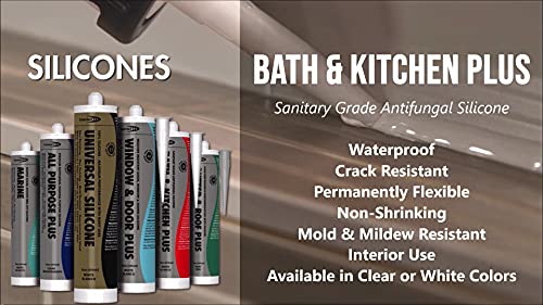 Bond It Bath & Kitchen Plus, високо-перформанси премиум санитарно одделение силиконски казани, хидроизолации, одлична лепење, отпорна