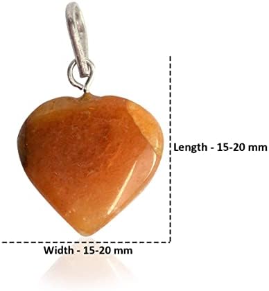 Приврзок од природен лековит камен, мала форма на срцев камен, приврзок / шкаф со метален ланец за заздравување на Реики и гемстон со гемстон