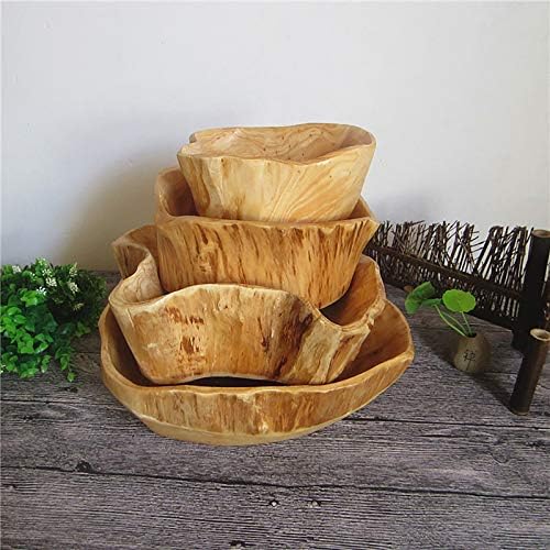 Дрво чинија, рачно изработен природен корен за резба, чинија со овошје салата, креативен дрвен сад