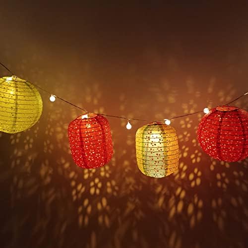 12 парчиња кинески фенери за хартија повеќебојни висечки шупливи фенери 8 инчи Азија јапонски ламби за фенер за домашни украси во училницата