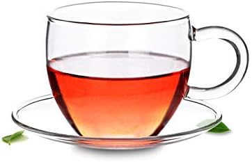 Новина од новите стакло чајник w/рачка од не'рѓосувачки челик + 2 чаши чинии + сет на послужавник