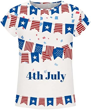 4 -ти јули кошули жени Американски знаме печати обичен блуза капа за кратки ракави маички трендовски летни патриотски врвови