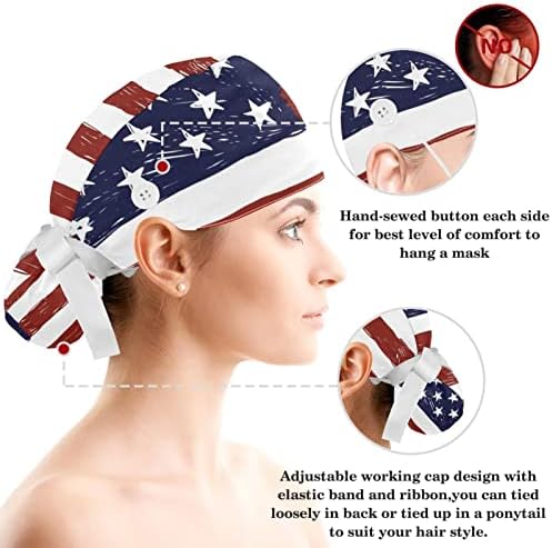 Прилагодливо работно капачето знаме на Соединетите Држави боја буфантна капа со копчиња чистат капа со ласкава коса пискава