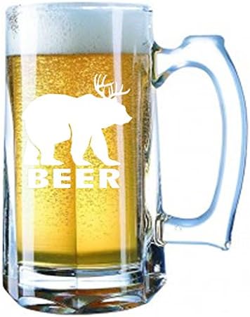 Џиновска кригла со пиво 28 унци Персонализирано пиво Штајн - пиво елен мечка Сончев Мек Смешен ТВ Понг секогаш