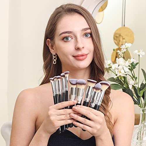 Дизајн на буарт ултра МЕКА Густа Коса етикетирани Четки За Шминка сет Професионална црна четка за шминка комплет Со Врвен Синтетички