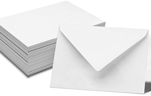 Дарлинг сувенир А7 Бели покани коверти Euro V-Flap 80 lbs само-лепете идеално за покани, честитки, RSVP, фотографија, свадба, пакети и бои на