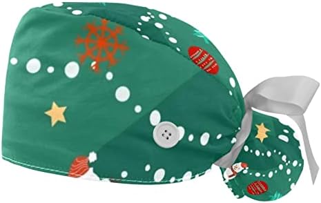 Прилагодлива чистачка капа на буфант 2 парчиња Божиќни елени за работа со капа со капаче за конска опашка мека хируршка медицинска