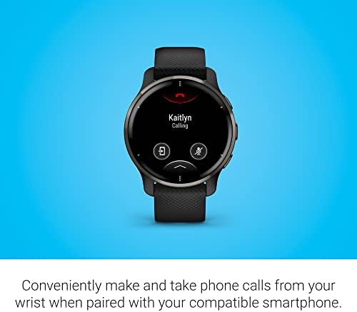 Garmin Venu 2 Plus, GPS Smartwatch со повик и текст, напредни здравствени мониторинг и фитнес карактеристики, чеша со Black