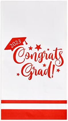100 класа од 2023 година Дипломирање гости салфетки црвено -бело за еднократна употреба хартија честитки за згрутчување на капачето