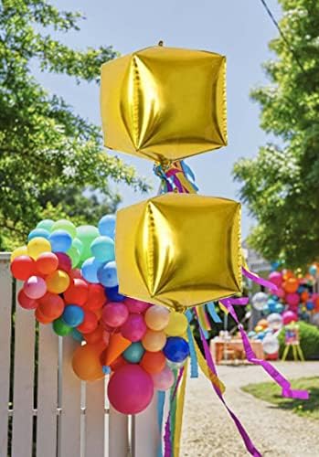 4 Парчиња Златна Коцка Во Форма На Квадрат Алуминиумска Фолија Балон Роденден Декор Материјали