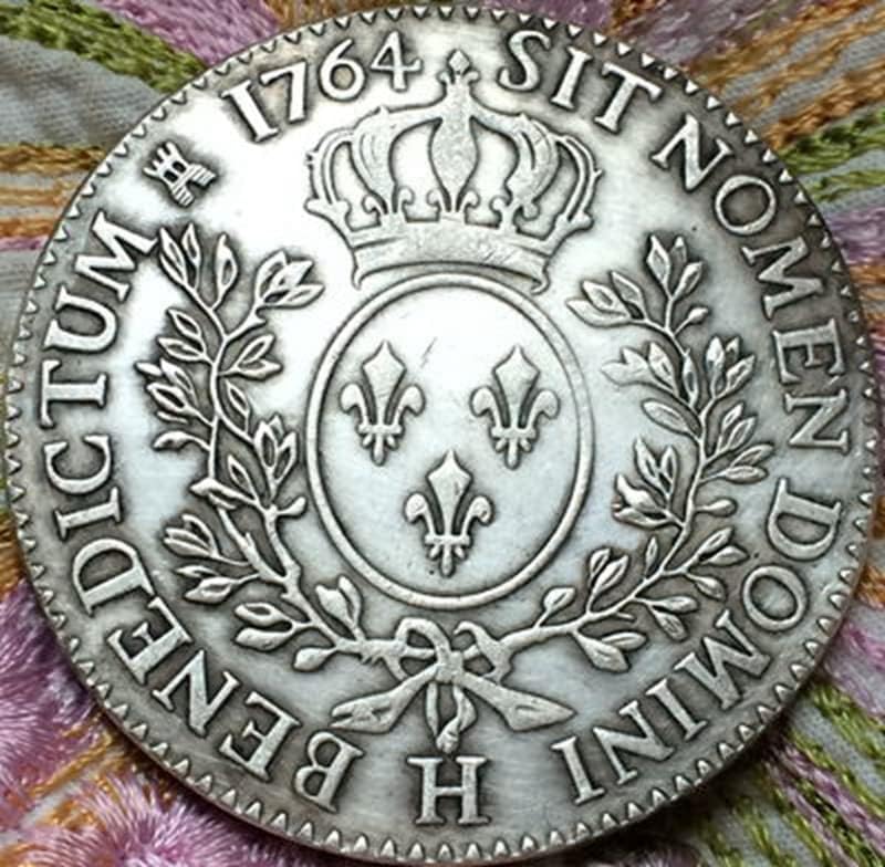 1764 Француски монети чисти бакарни сребрени позлатени антички сребрени доларни монети колекција за ракотворби може да дува
