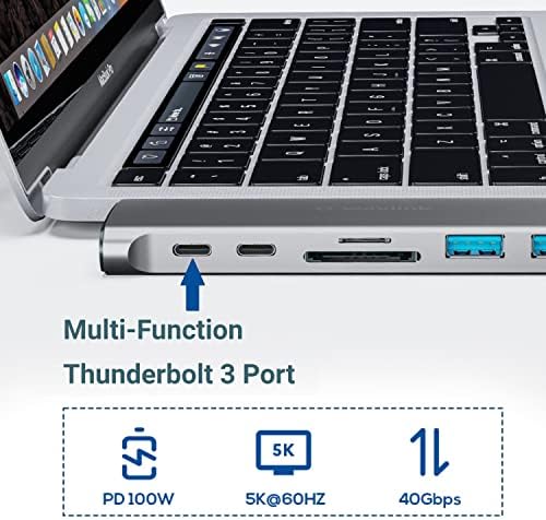 WAVLINK 7-во-2 USB C Центар За MacBook, Мини Докинг Станица Со Thunderbolt 3 Порта, 100w Напојување, 4K HDMI, USB 3.0, Sd/TF