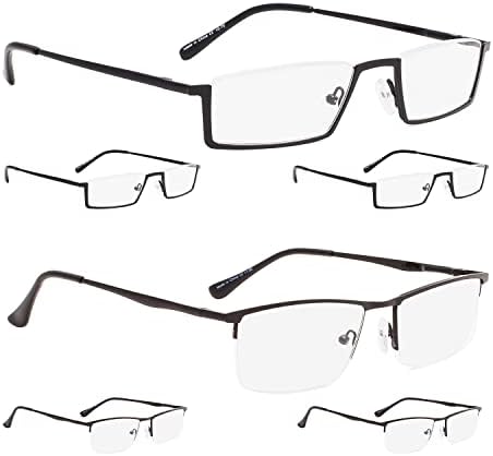 ЛУР 3 Пакувања Полу-раб Метални Очила За Читање + 3 Пакувања Полу-рамни Очила За Читање