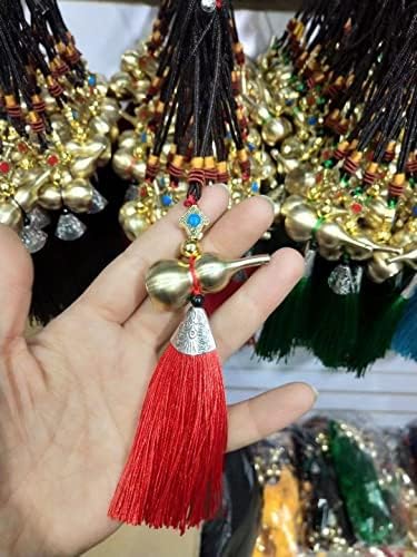 Zhangruixuan-shop 纯 铜葫 芦 底盖 可 开 福禄 苏 钥匙链 小 礼品 汽车 装饰