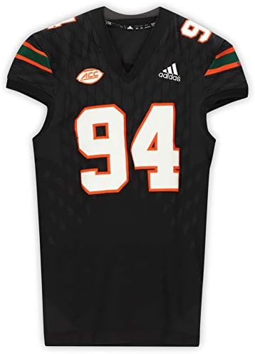 Мајами урагани - користена игра 94 Црниот дрес од сезоните NCAA 2017-2018 - Големина 2xl - Колеџ -игра користена дресови