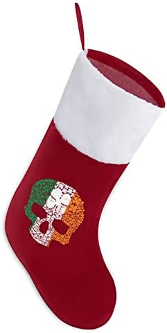 Череп детелина Свети Педи за Божиќни чорапи за порибување со кадифен камин што виси за Божиќно дрво