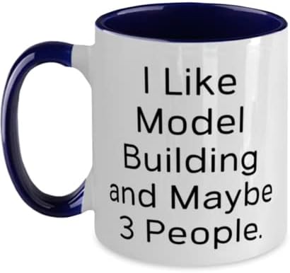 Брилијантни подароци за градење на модели, ми се допаѓа зградата на модели и можеби 3 лица, модел за градење два тона 11oz кригла