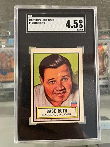 1952 Топс изгледа n Види 15 Бабе Рут Н.Ј. Бејзбол картичка Yankees SGC 4,5 VG/EX+ - Плачички бејзбол картички