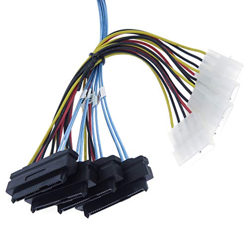 Edims Mini SAS to SAS кабел Внатрешен кабел за пробивање SFF-8087 до SFF-8482 со 4x Molex Power Connectors за RAID контролер до хард диск 3.3ft