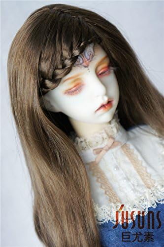 JD204 8-9inch Mid Brown Lady Braid Braid Curly BJD Doll Pigs 1/3 SD Synthetic Mohair Pig Bjd Wigs 8-9 инчи додатоци за кукли