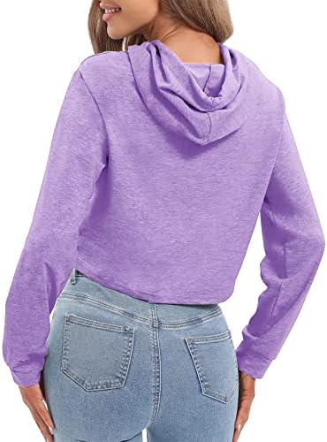 Јуниори манжетни со долги ракави облеки исечени дуксери за надворешна облека за џемпери на џемпер на вратот Спандкс со обични облеки