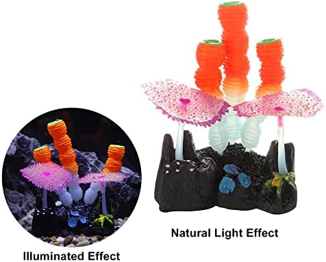 Vocoste мека силиконска блескава аквариум печурка корал, флуоресценција што лебди водни вештачки растенија за украс на резервоарот за риби, повеќебојни